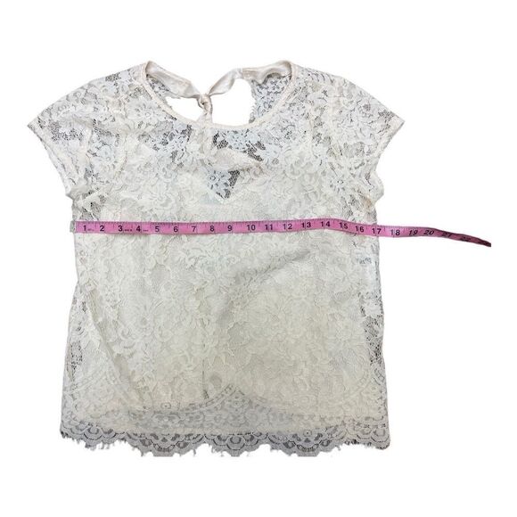 NWT Abercrombie & Fitch Cream Lace Blouse Sz XS Feminine Sheer Layered Tie Back - Picture 4 of 7
